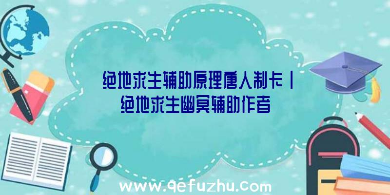 「绝地求生辅助原理唐人制卡」|绝地求生幽冥辅助作者